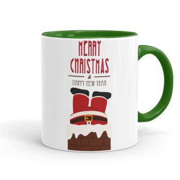 Merry christmas chimney, Mug colored green, ceramic, 330ml