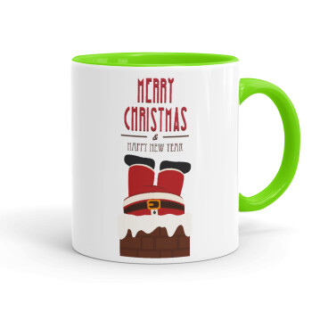 Merry christmas chimney, Mug colored light green, ceramic, 330ml