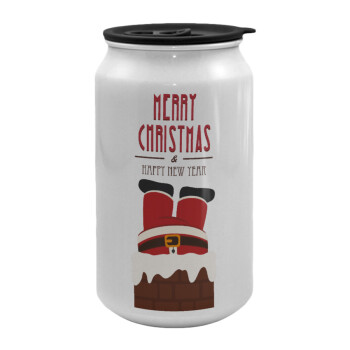 Merry christmas chimney, Κούπα ταξιδιού μεταλλική με καπάκι (tin-can) 500ml