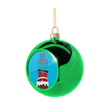 Merry christmas chimney, Χριστουγεννιάτικη μπάλα δένδρου Πράσινη 8cm