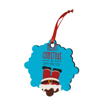 Merry christmas chimney, Στολίδι Χριστουγεννιάτικο στολίδι snowflake ξύλινο 7.5cm