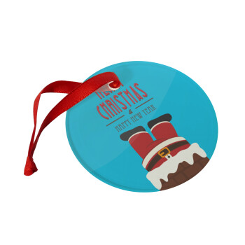 Merry christmas chimney, Στολίδι Χριστουγεννιάτικο στολίδι γυάλινο 9cm