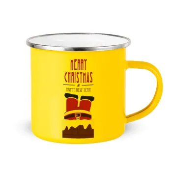 Merry christmas chimney, Yellow Enamel Metallic Cup 360ml