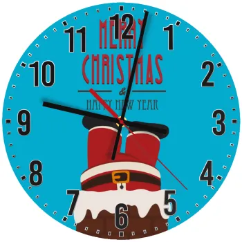 Merry christmas chimney, Ρολόι τοίχου ξύλινο (30cm)