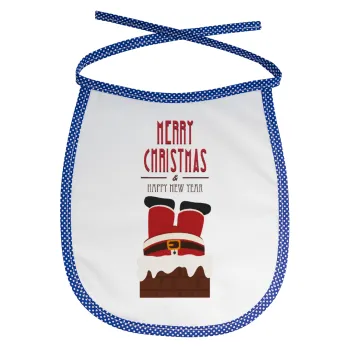 Merry christmas chimney, Σαλιάρα μωρού αλέκιαστη με κορδόνι Μπλε