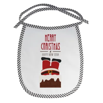 Merry christmas chimney, Σαλιάρα μωρού αλέκιαστη με κορδόνι Μαύρη