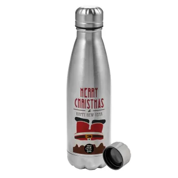 Merry christmas chimney, Metallic water bottle, stainless steel, 750ml