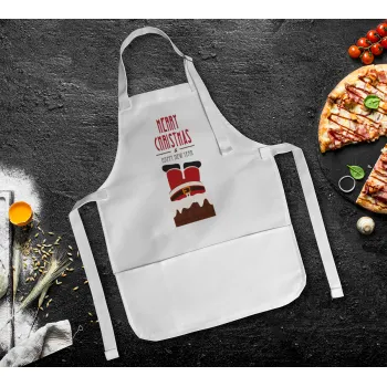 Merry christmas chimney, Ποδιά Σεφ Ολόσωμη Παιδική (με ρυθμιστικά και 2 τσέπες)