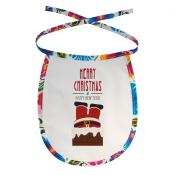 Merry christmas chimney, Σαλιάρα μωρού αλέκιαστη με κορδόνι Χρωματιστή