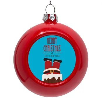 Merry christmas chimney, Red Christmas tree ornament bauble 8cm
