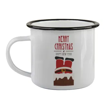 Merry christmas chimney, Κούπα εμαγιέ με μαύρο χείλος 360ml