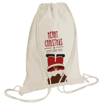 Merry christmas chimney, Backpack bag GYMBAG natural (28x40cm)