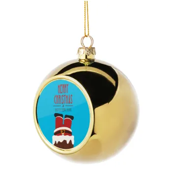 Merry christmas chimney, Golden Christmas tree ball ornament 8cm