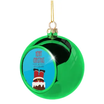 Merry christmas chimney, Green Christmas tree ornament ball 8cm