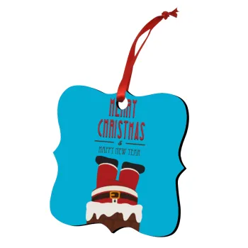 Merry christmas chimney, Christmas ornament polygon wooden 7.5cm