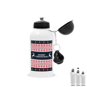 Merry Christmas Vintage, Metal water bottle, White, aluminum 500ml