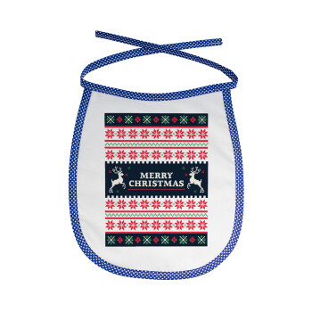 Merry Christmas Vintage, Σαλιάρα μωρού αλέκιαστη με κορδόνι Μπλε