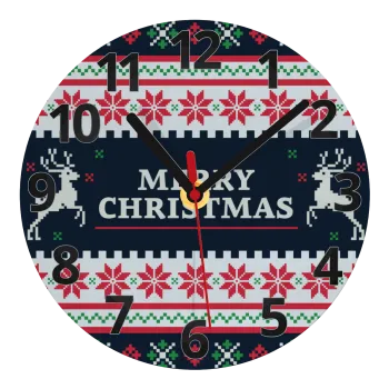 Merry Christmas Vintage, Ρολόι τοίχου γυάλινο (20cm)