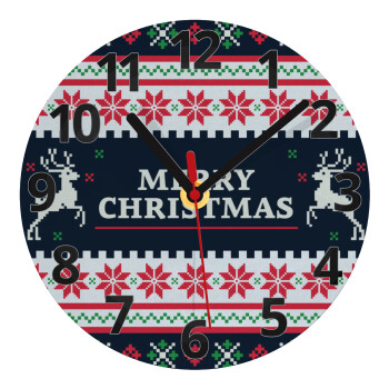 Merry Christmas Vintage, Ρολόι τοίχου γυάλινο (20cm)