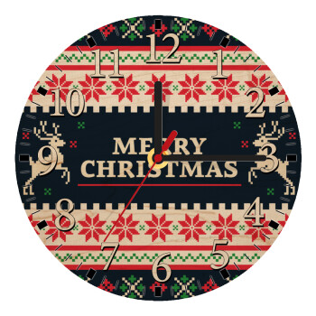 Merry Christmas Vintage, Ρολόι τοίχου ξύλινο plywood (20cm)