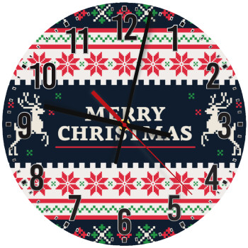Merry Christmas Vintage, Ρολόι τοίχου ξύλινο (30cm)