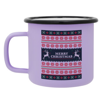 Merry Christmas Vintage, Κούπα Μεταλλική εμαγιέ ΜΑΤ Light Pastel Purple 360ml