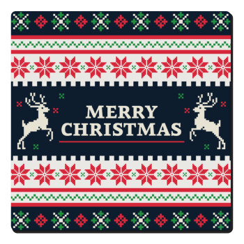 Merry Christmas Vintage, Τετράγωνο μαγνητάκι ξύλινο 6x6cm