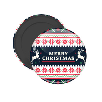 Merry Christmas Vintage, Μαγνητάκι ψυγείου στρογγυλό διάστασης 5cm