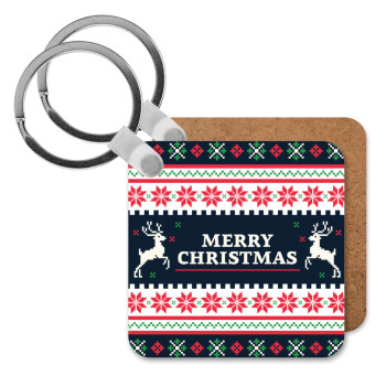 Merry Christmas Vintage, Μπρελόκ Ξύλινο τετράγωνο MDF