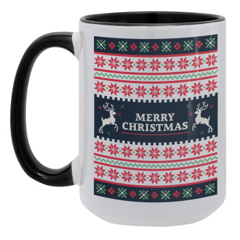 Merry Christmas Vintage, Κούπα Mega 15oz, κεραμική Μαύρη, 450ml