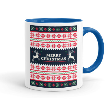 Merry Christmas Vintage, Mug colored blue, ceramic, 330ml