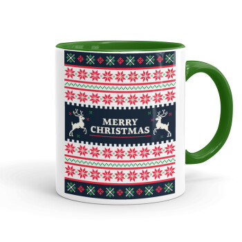 Merry Christmas Vintage, Mug colored green, ceramic, 330ml