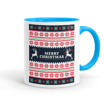 Merry Christmas Vintage, Mug colored light blue, ceramic, 330ml