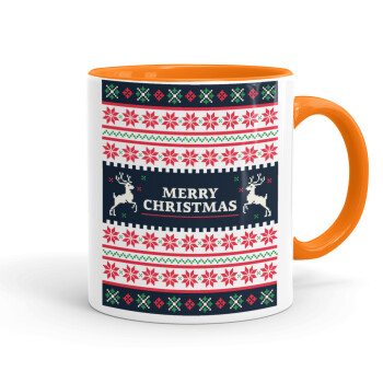 Merry Christmas Vintage, Mug colored orange, ceramic, 330ml