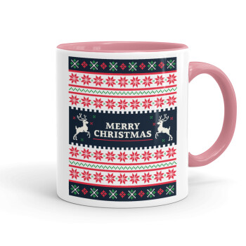 Merry Christmas Vintage, Mug colored pink, ceramic, 330ml