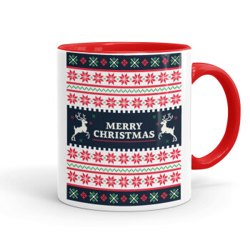 Merry Christmas Vintage, Mug colored red, ceramic, 330ml