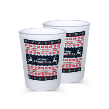 Merry Christmas Vintage, Σφηνοπότηρα γυάλινα 45ml του πάγου (2 τεμάχια)