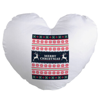 Merry Christmas Vintage, Μαξιλάρι καναπέ καρδιά 40x40cm περιέχεται το  γέμισμα