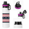 Metallic water bottle with safety lid, 850ml aluminum