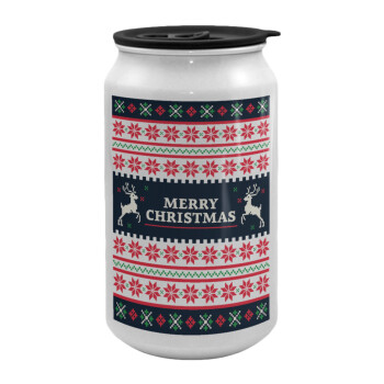Merry Christmas Vintage, Κούπα ταξιδιού μεταλλική με καπάκι (tin-can) 500ml