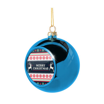 Merry Christmas Vintage, Χριστουγεννιάτικη μπάλα δένδρου Μπλε 8cm