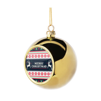 Merry Christmas Vintage, Χριστουγεννιάτικη μπάλα δένδρου Χρυσή 8cm