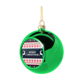 Merry Christmas Vintage, Χριστουγεννιάτικη μπάλα δένδρου Πράσινη 8cm