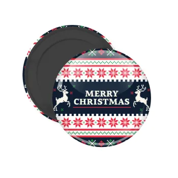 Merry Christmas Vintage, Μαγνητάκι ψυγείου στρογγυλό διάστασης 5cm