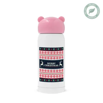 Merry Christmas Vintage, Ροζ ανοξείδωτο παγούρι θερμό (Stainless steel), 320ml