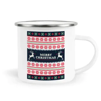 Merry Christmas Vintage, Κούπα Μεταλλική εμαγιέ λευκη 360ml