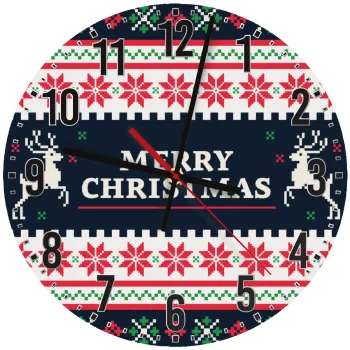 Merry Christmas Vintage, Ρολόι τοίχου ξύλινο (30cm)