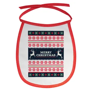 Merry Christmas Vintage, Σαλιάρα μωρού αλέκιαστη με κορδόνι Κόκκινη