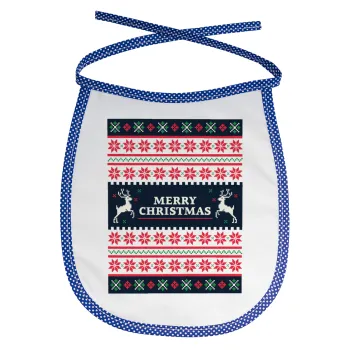 Merry Christmas Vintage, Σαλιάρα μωρού αλέκιαστη με κορδόνι Μπλε