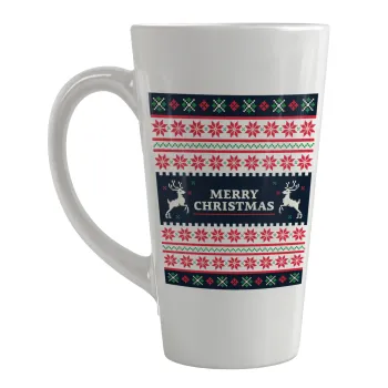 Merry Christmas Vintage, Κούπα κωνική Latte Μεγάλη, κεραμική, 450ml
